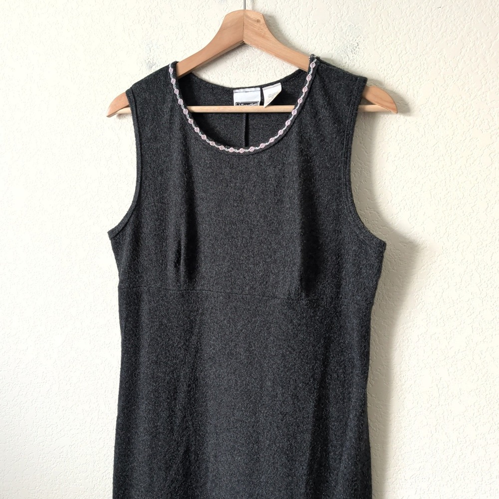 Xhilaration Vintage 90s Gray Knit Maxi Dress Sleeveless Rosette XL USA Coquette